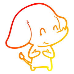 warm gradient line drawing cute cartoon elephant