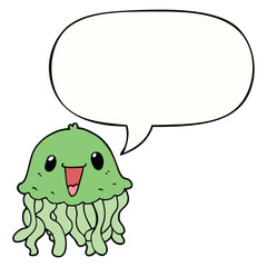 cartoon jellyfish and speech bubble