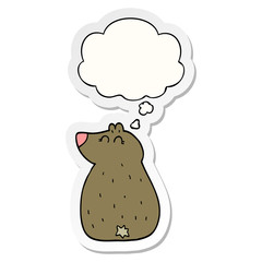 cute cartoon bear and thought bubble as a printed sticker