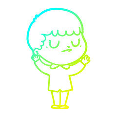 cold gradient line drawing cartoon grumpy boy