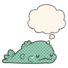 cartoon fish and thought bubble in comic book style