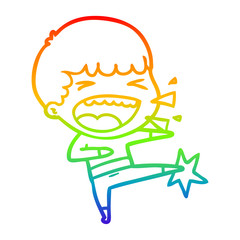 rainbow gradient line drawing cartoon laughing man