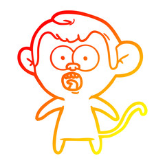 warm gradient line drawing cartoon shocked monkey