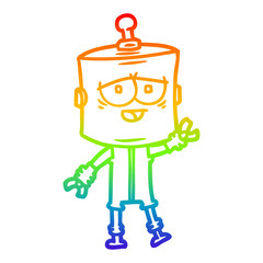 rainbow gradient line drawing cartoon robot