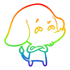 rainbow gradient line drawing cartoon elephant remembering