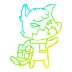 cold gradient line drawing clever cartoon fox
