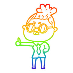 rainbow gradient line drawing cartoon annoyed woman