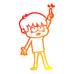 warm gradient line drawing cartoon exhausted boy