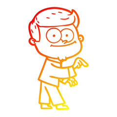 warm gradient line drawing cartoon happy man