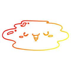 warm gradient line drawing cartoon puddle with face