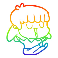 rainbow gradient line drawing cartoon woman