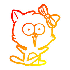warm gradient line drawing cartoon cat