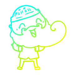 cold gradient line drawing happy man with beard and winter hat