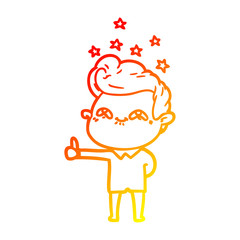warm gradient line drawing cartoon excited man