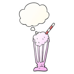 cartoon milkshake and thought bubble in smooth gradient style