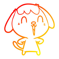 warm gradient line drawing cute cartoon dog