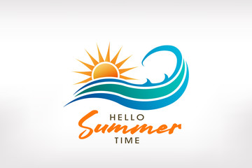 Sunny summer wave. Logo design
