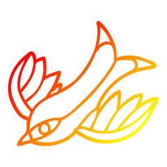 warm gradient line drawing cartoon tattoo swallow symbol
