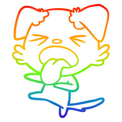 rainbow gradient line drawing cartoon disgusted dog