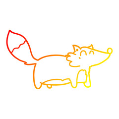 warm gradient line drawing fat cartoon fox
