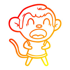 Obraz premium warm gradient line drawing shouting cartoon monkey