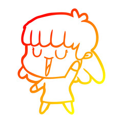 warm gradient line drawing cartoon woman