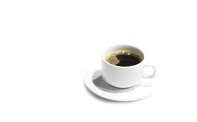 Black coffee on white background.