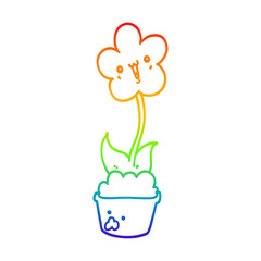 rainbow gradient line drawing cute cartoon flower