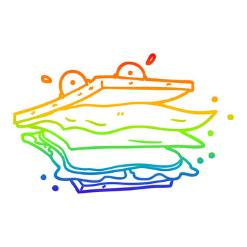 recommend clip art: rainbow gradient line drawing sandwich cartoon character