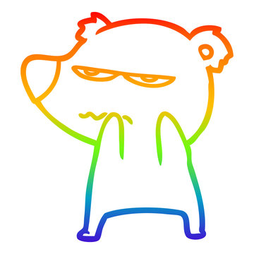 recommend clip art: rainbow gradient line drawing annoyed bear cartoon