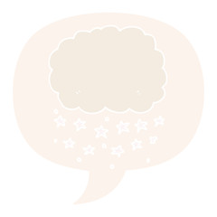 cartoon rain cloud and speech bubble in retro style