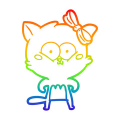 rainbow gradient line drawing cartoon cat