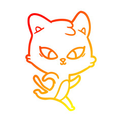 warm gradient line drawing cute cartoon cat