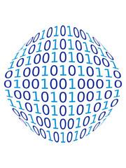 rund kreis aufgeblassen ball 10010101 Zahlen muster hacker computer programmieren nerd sprache internet geek online logo design cool technik reihen viele