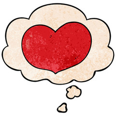cartoon love heart and thought bubble in grunge texture pattern style