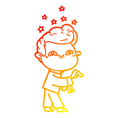 warm gradient line drawing cartoon excited man