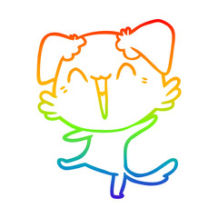 rainbow gradient line drawing happy little dog cartoon