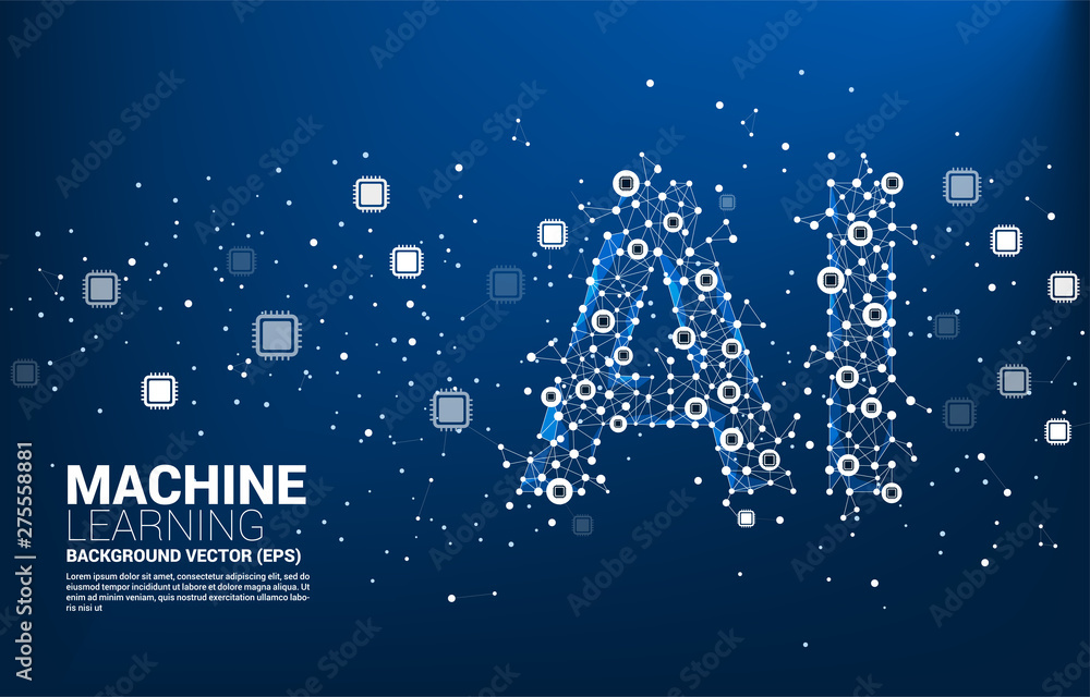 Aufkleber Vector Polygon dot with CPU connect line shaped AI. Concept for machine learning and artificial intelligence CPU.
