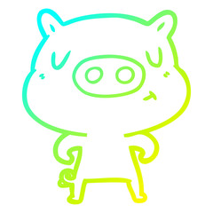 cold gradient line drawing cartoon content pig