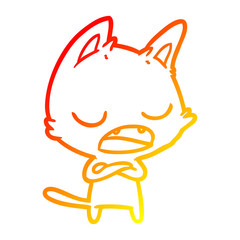 warm gradient line drawing talking cat cartoon