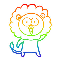 rainbow gradient line drawing happy cartoon lion