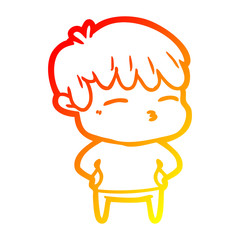 warm gradient line drawing cartoon curious boy