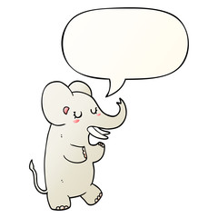 cartoon elephant and speech bubble in smooth gradient style