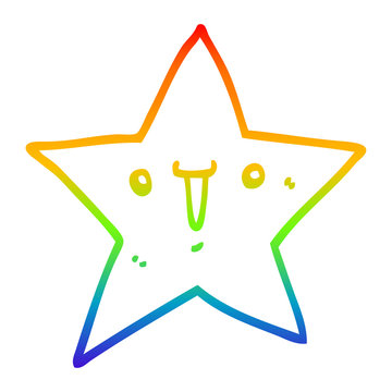 rainbow gradient line drawing cute cartoon star