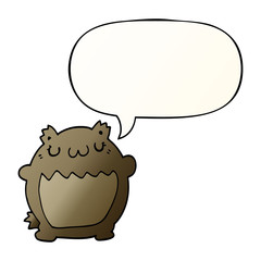 cartoon bear and speech bubble in smooth gradient style