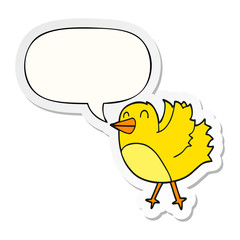 cartoon bird and speech bubble sticker