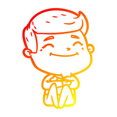 Obraz premium warm gradient line drawing happy cartoon man