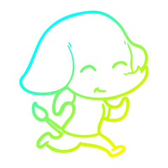 cold gradient line drawing cute cartoon elephant
