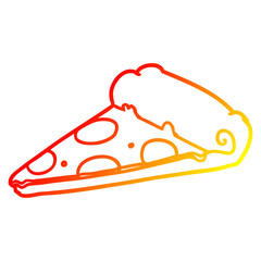 warm gradient line drawing slice of pizza