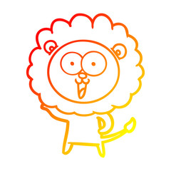 warm gradient line drawing happy cartoon lion